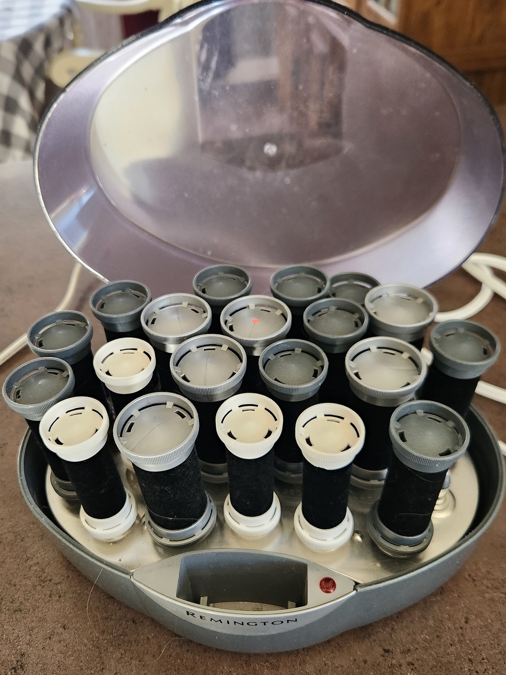 Remington KF-20i Ionic Hair Setter 20 Velvet Rollers Black Grey Hot Roller Set